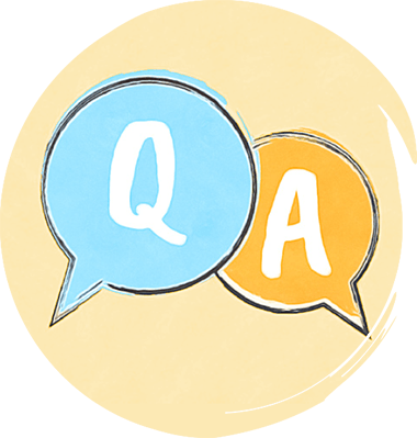 Q and A speech bubbles